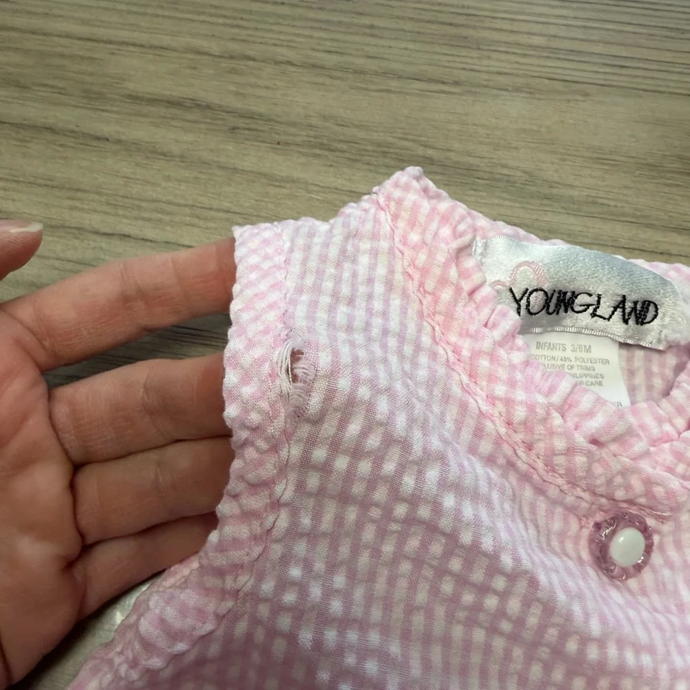 Youngland Pink Checkered Dress and Diaper Cover Set